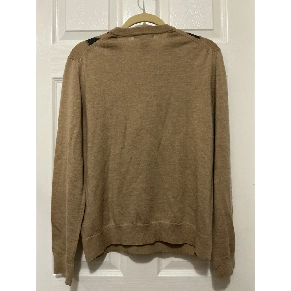 Banana Republic‎ Men M Tan Extra Fine Italian Merino Wool Sweater V Neck Preppy